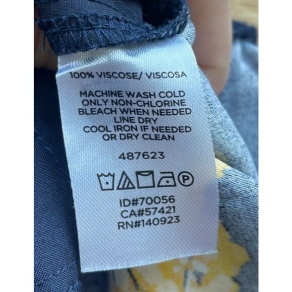 Loft Womens Wide Leg Floral Pants M Navy Drawstring Beach Boho Vacay Resort - Picture 10 of 11